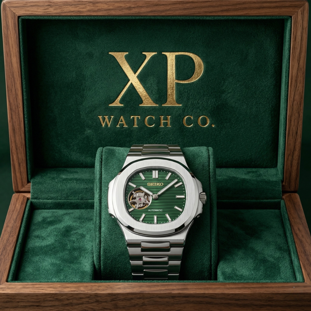 Nautic "Open Heart" Green - Reloj personalizado con acero 316L y movimiento automático NH35 | XP Watch Co.