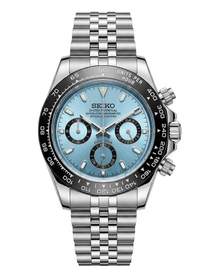 D-Racing "Ice Blue" - Reloj personalizado con cristal de zafiro y acero inoxidable 316L | XP Watch Co.