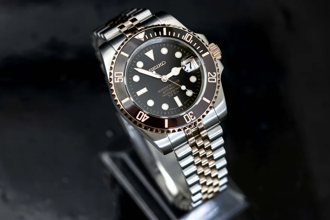 Sub-Diver "Two Tone Black Diver" con movimiento NH35, cristal zafiro y acero 316L | XP Watch Co.