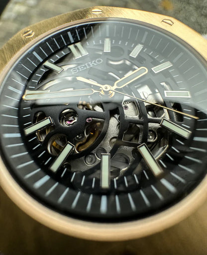 ROAK "Skeleton Gold" - Reloj personalizado con movimiento automático NH35 y cristal de zafiro | XP Watch Co.
