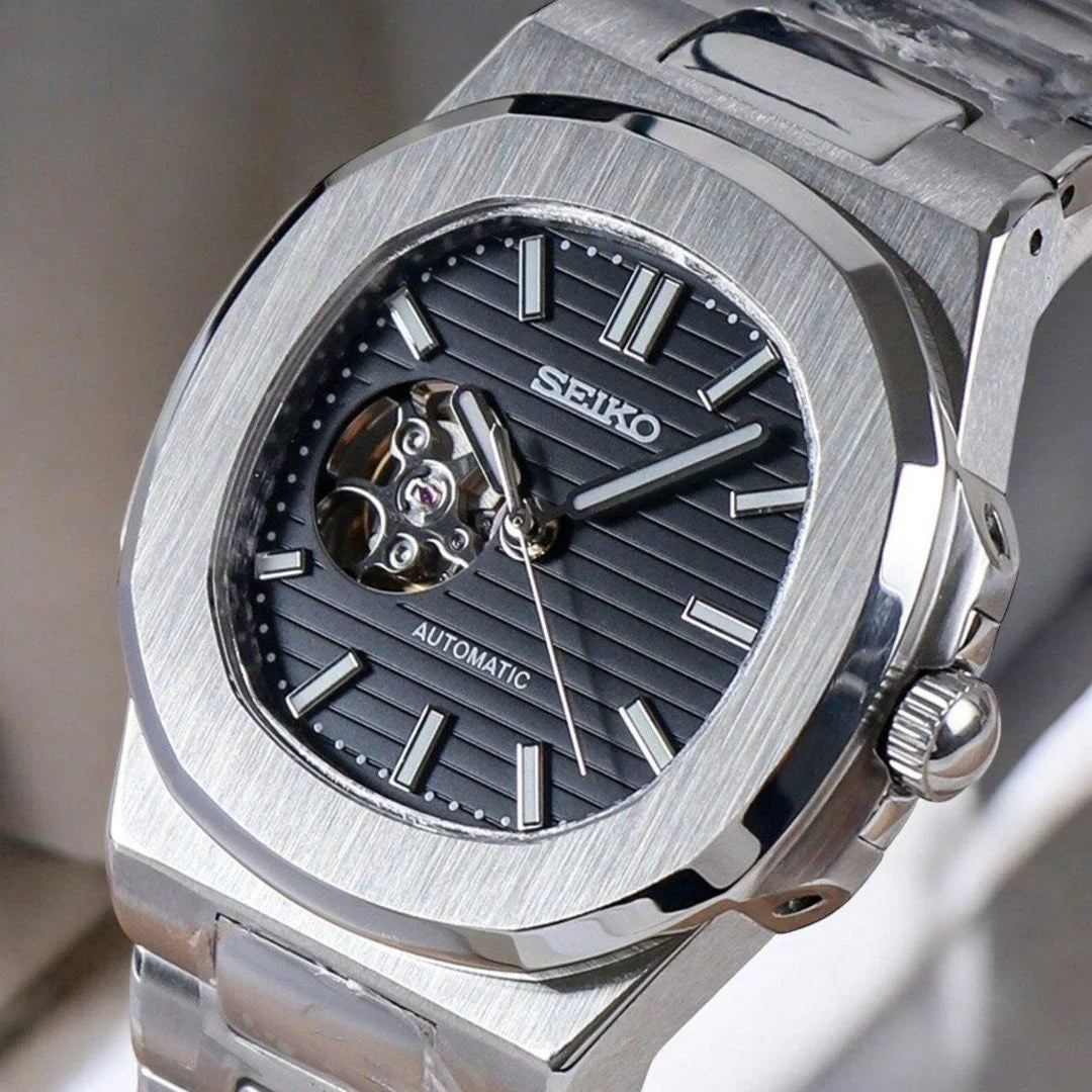 Nautic "Open Heart" Black - Reloj personalizado con movimiento automático NH35 y cristal de zafiro | XP Watch Co.