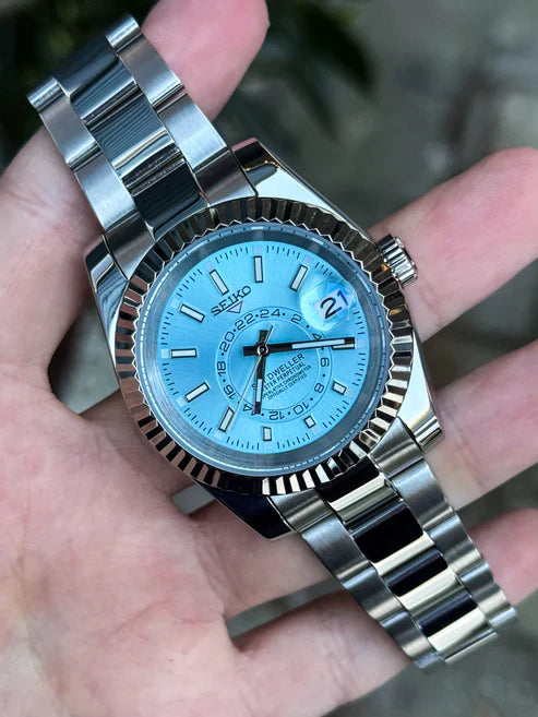 Sky-Dweller | Silver "Azul Cielo" con movimiento NH35, cristal zafiro y acero 316L | XP Watch Co.