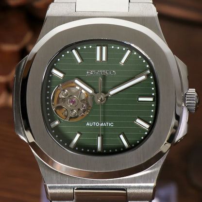 Nautic "Open Heart" Green - Reloj personalizado con movimiento automático NH35 y cristal de zafiro | XP Watch Co.