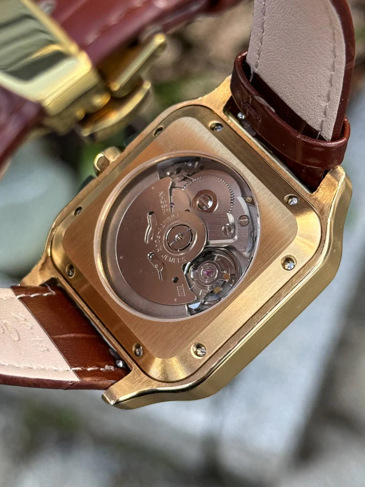 Santeiko Mod "Gold White Roman" Leather - Reloj personalizado con movimiento automático NH35 y cristal de zafiro | XP Watch Co.