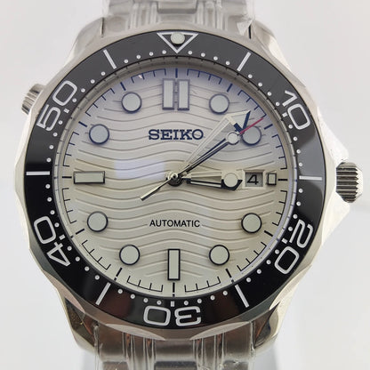 Mod Seamaster Diver White - Bond 007 - Reloj personalizado con movimiento automático NH35 y cristal de zafiro | XP Watch Co.