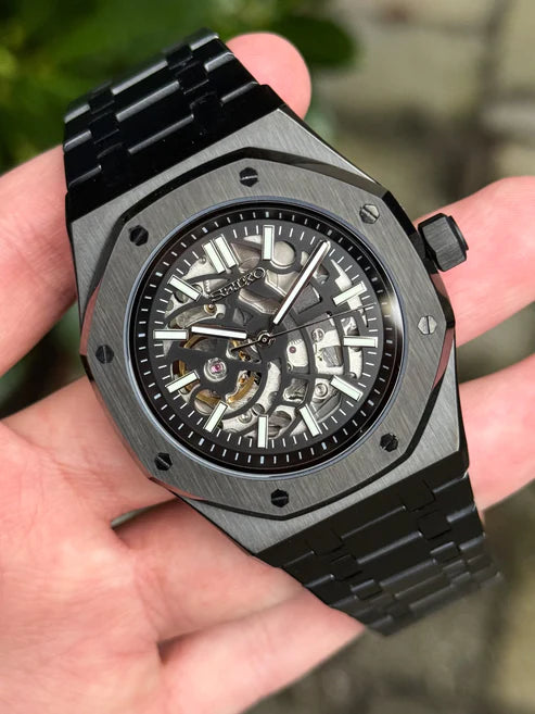 ROAK "Skeleton Black" - Reloj personalizado con movimiento automático NH35 y cristal de zafiro | XP Watch Co.