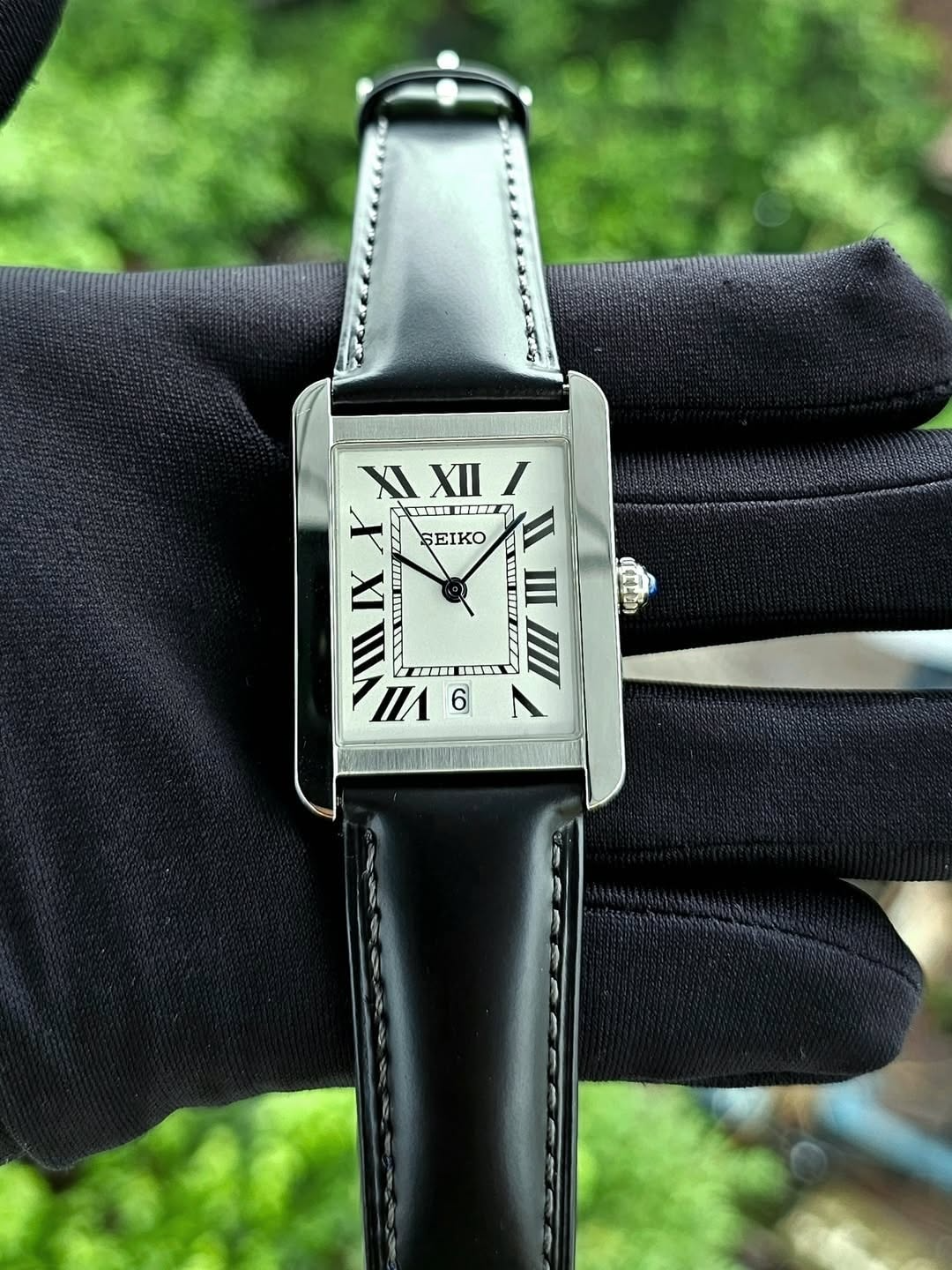 Santeiko Tank Negro Vintage - Reloj personalizado con cristal de zafiro y acero inoxidable 316L | XP Watch Co.