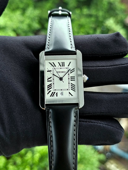 Santeiko Tank Negro Vintage - Reloj personalizado con cristal de zafiro y acero inoxidable 316L | XP Watch Co.