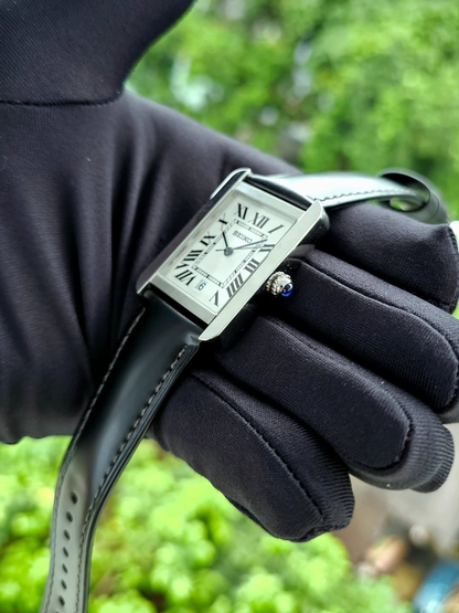 Santeiko Tank Negro Vintage - Reloj personalizado con cristal de zafiro y acero inoxidable 316L | XP Watch Co.
