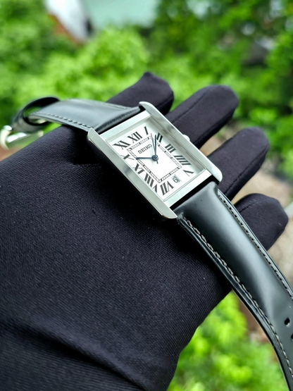 Santeiko Tank Negro Vintage - Reloj personalizado con movimiento automático NH35 y cristal de zafiro | XP Watch Co.