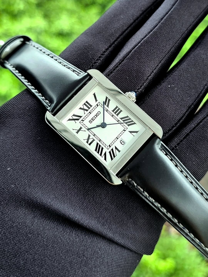 Santeiko Tank Negro Vintage - Reloj personalizado con movimiento automático NH35 y cristal de zafiro | XP Watch Co.