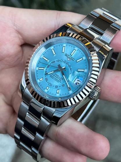 Sky-Dweller | Silver "Azul Cielo" con movimiento NH35 y cristal zafiro acero 316L | XP Watch Co.