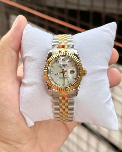 Ladyjust "Two-Tone Silver Diamond" - Reloj personalizado con cristal de zafiro y acero inoxidable 316L | XP Watch Co.