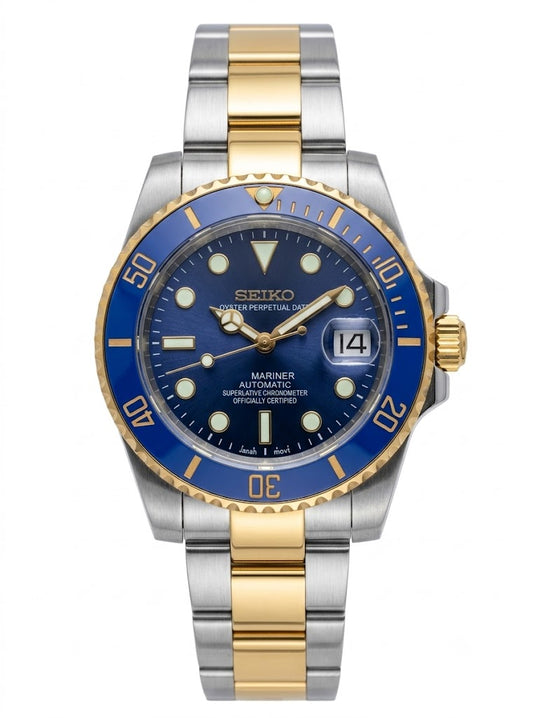 Sub-Diver "Two Tone Blue" - Reloj personalizado con cristal de zafiro y acero inoxidable 316L | XP Watch Co.