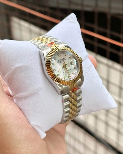 Ladyjust "Two-Tone Silver Diamond" - Reloj personalizado con cristal de zafiro y acero inoxidable 316L | XP Watch Co.