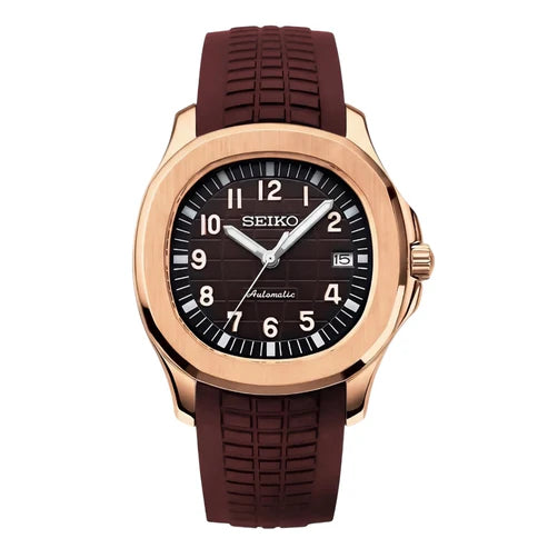 Aqua-Tropic Mod "Rose Gold Brown" - Reloj personalizado con cristal de zafiro y movimiento automático NH35 | XP Watch Co.