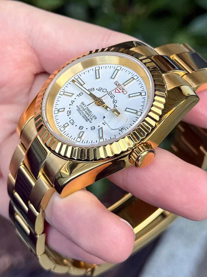 Sky-Dweller Gold "White" - Reloj personalizado con cristal de zafiro y acero inoxidable 316L | XP Watch Co.