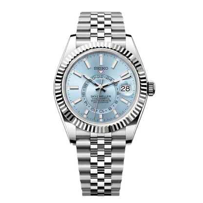 Sky-Dweller | Silver "Azul Cielo" - Reloj personalizado con cristal de zafiro y acero inoxidable 316L | XP Watch Co.