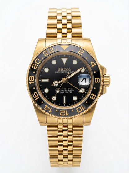 GMT Dual-Time "Lobo de Wall Street" — Gold - Reloj personalizado con cristal de zafiro y acero inoxidable 316L | XP Watch Co.
