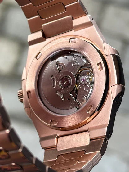 Nautic "Open Heart" Rose Gold Chocolate - Reloj personalizado con movimiento automático NH35 y cristal de zafiro | XP Watch Co.