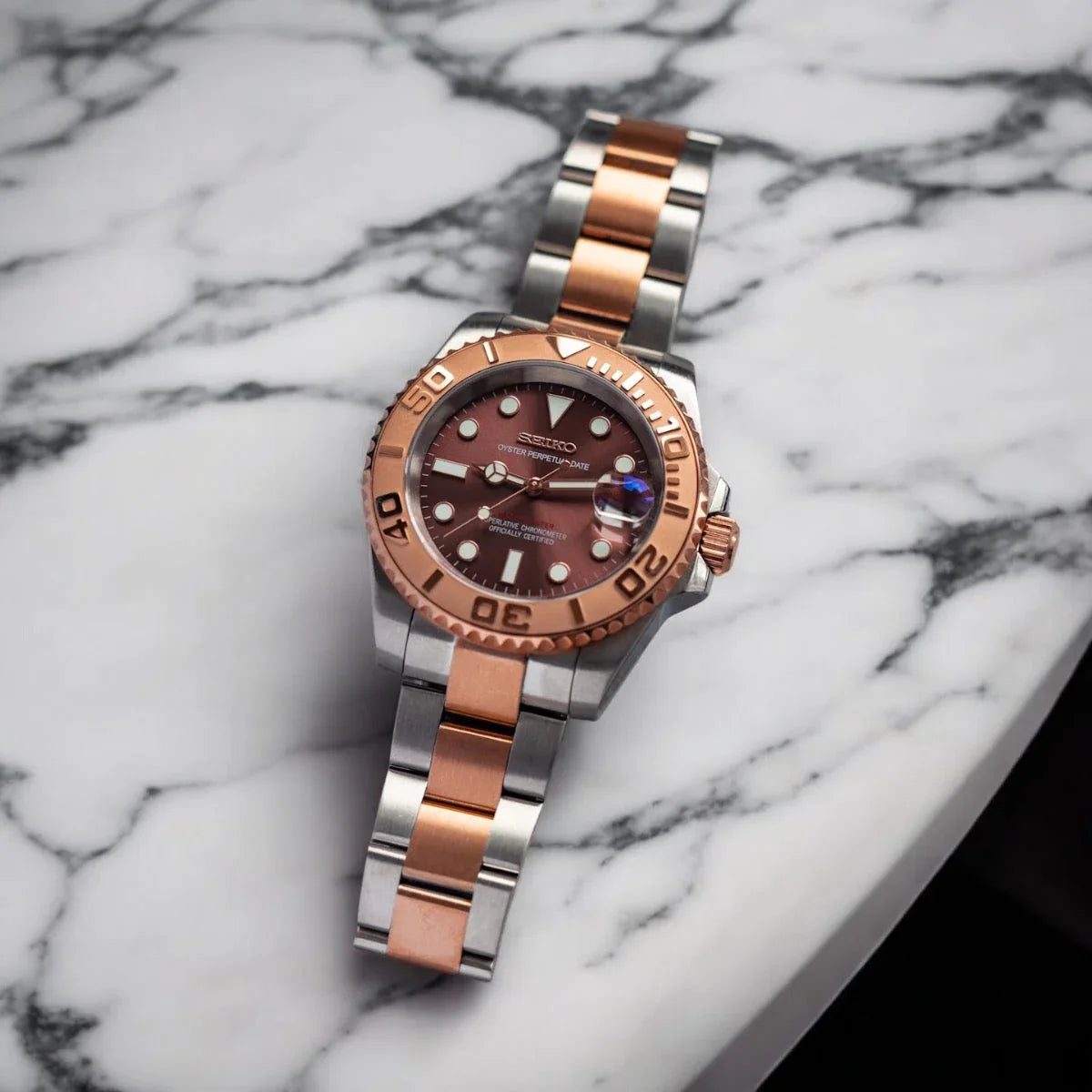 Yacht Master "Rose" - Reloj personalizado con cristal de zafiro y acero inoxidable 316L | XP Watch Co.