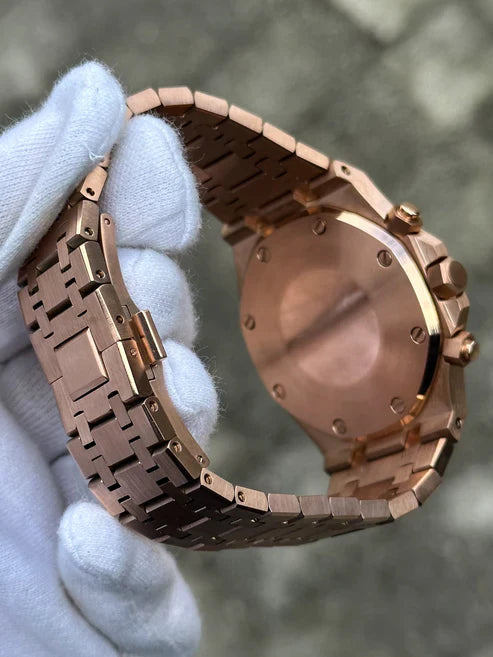 ROAK Chronograph Rosegold "White" - Reloj personalizado con acero inoxidable 316L y cristal de zafiro | XP Watch Co.
