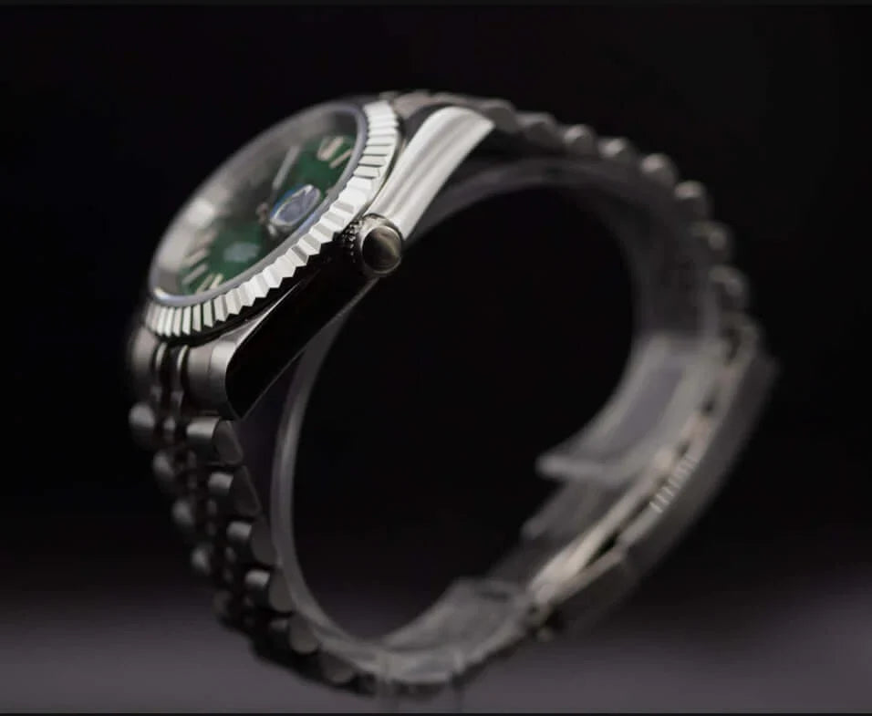 DJ-Fluted "Green Roman" - Reloj personalizado con movimiento automático NH35 y cristal de zafiro | XP Watch Co.