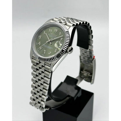 DJ-Fluted "Green" Árabe - Reloj personalizado con movimiento automático NH35 y cristal de zafiro | XP Watch Co.