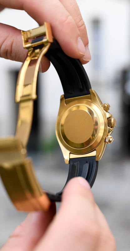 D-Racing "Gold Tiffany" Rubber - Reloj personalizado con cristal de zafiro y correa de caucho | XP Watch Co.
