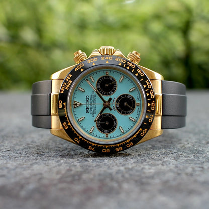 D-Racing "Gold Tiffany" Rubber - Reloj personalizado con cronógrafo VK63 y cristal de zafiro | XP Watch Co.