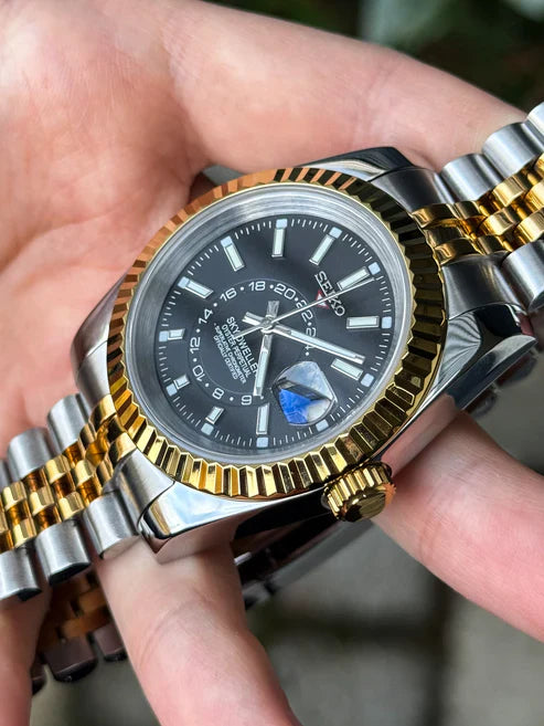 Sky-Dweller | Two Tone Gold "Negro" con movimiento NH35 acero 316L cristal zafiro | XP Watch Co.