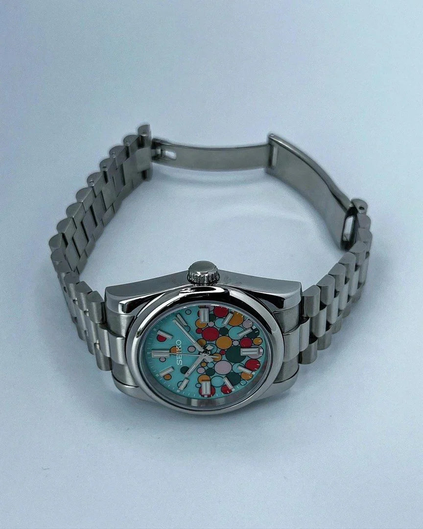 DJ-Fluted "Celebration Bubbles" (Non-Fluted Bezel) - Reloj personalizado con movimiento NH35 y cristal de zafiro | XP Watch Co.