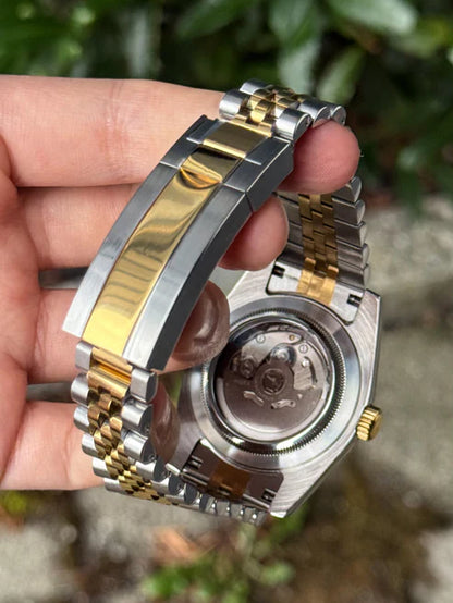 Sky-Dweller | Two Tone Gold "Blanco" - Reloj personalizado con movimiento automático NH35 y cristal de zafiro | XP Watch Co.