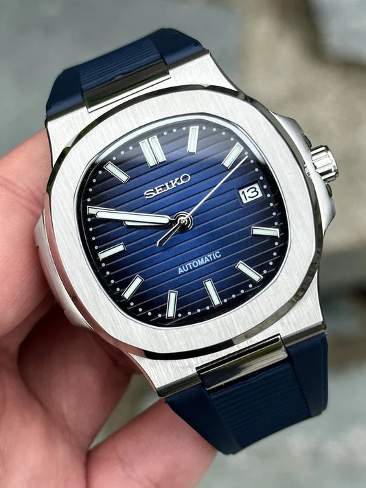 Nautic Mod "Navy Blue" Rubber - Reloj personalizado con movimiento automático NH35 y cristal de zafiro | XP Watch Co.