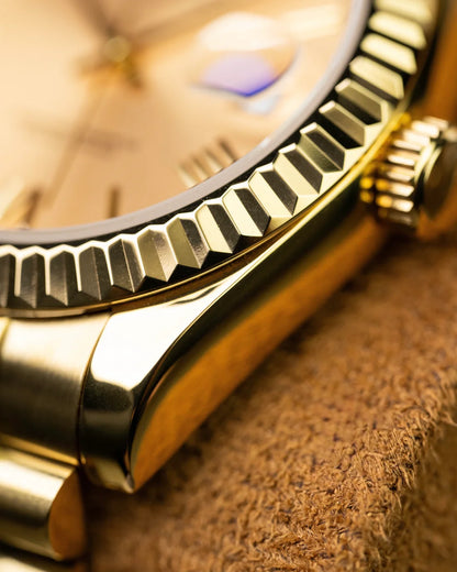DD-President "Gold Roman" - Reloj personalizado con cristal de zafiro y acero inoxidable 316L | XP Watch Co.
