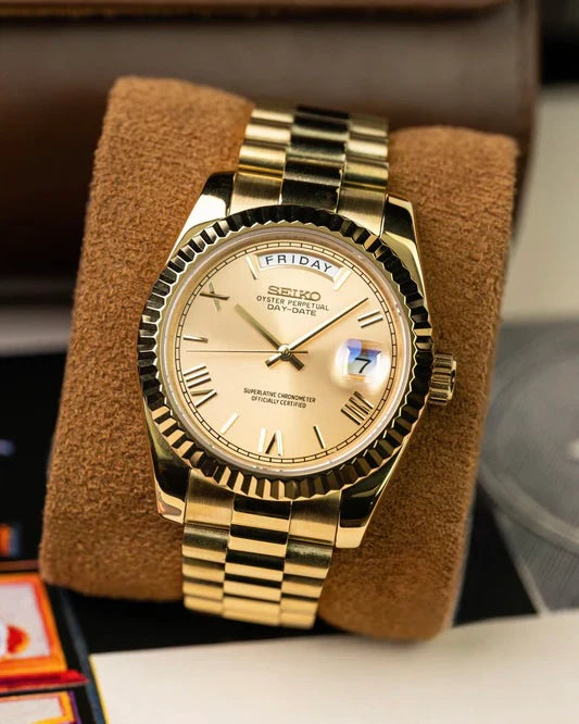DD-President "Gold Roman" - Reloj personalizado con cristal de zafiro y acero inoxidable 316L | XP Watch Co.