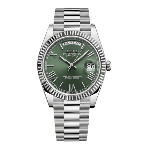 DD-President "Mint Green Roman" - Reloj personalizado con movimiento automático NH35 y cristal de zafiro | XP Watch Co.