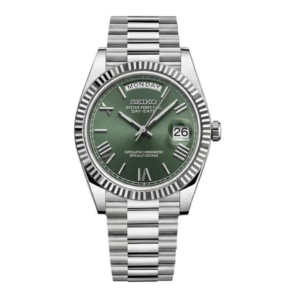 DD-President "Mint Green Roman" - Reloj personalizado con movimiento automático NH35 y cristal de zafiro | XP Watch Co.