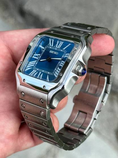 Santeiko Mod "Royal Blue Roman" - Reloj personalizado con cristal de zafiro y acero inoxidable 316L | XP Watch Co.