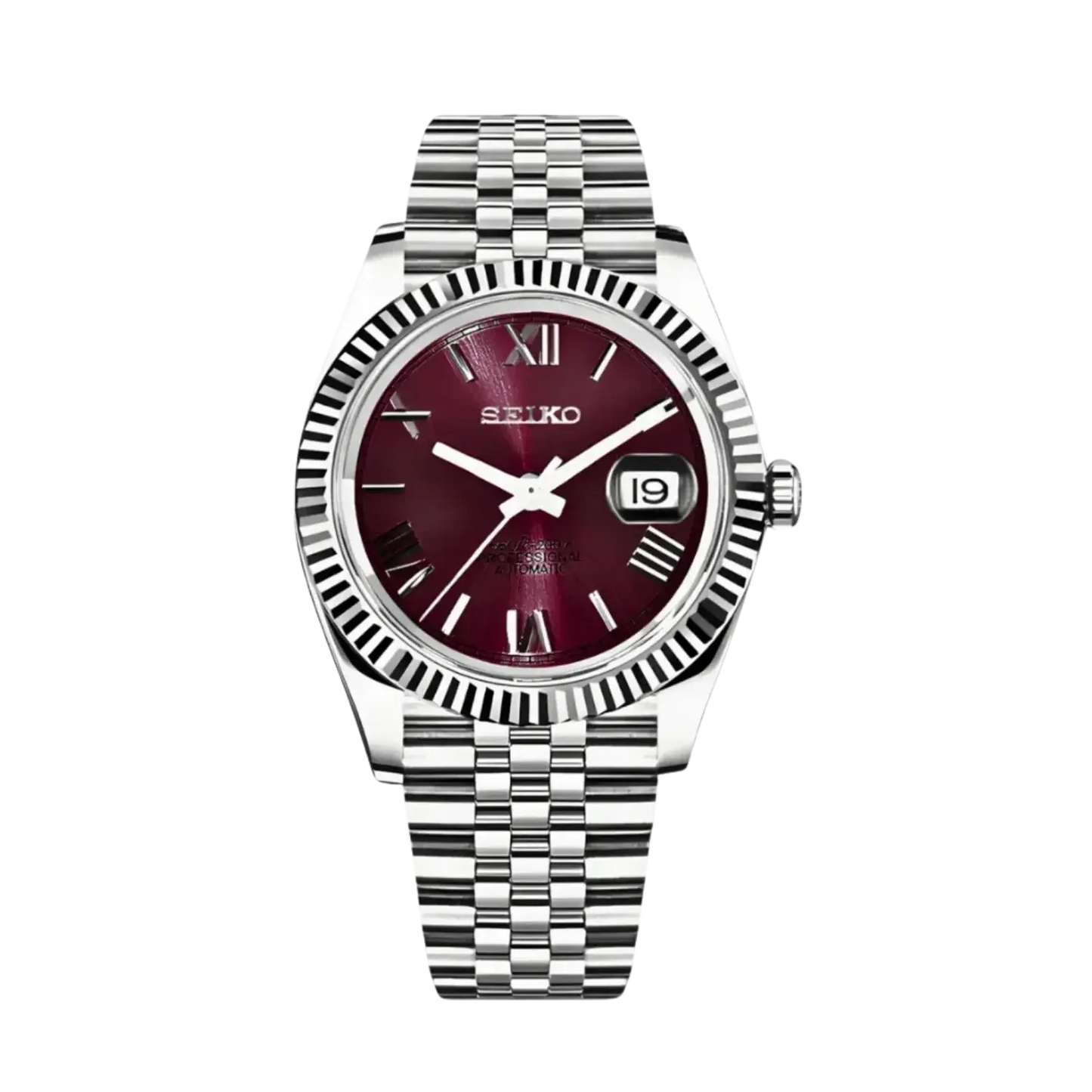 DJ-Fluted "Purple Roman" - Reloj personalizado con movimiento automático NH35 y cristal de zafiro | XP Watch Co.