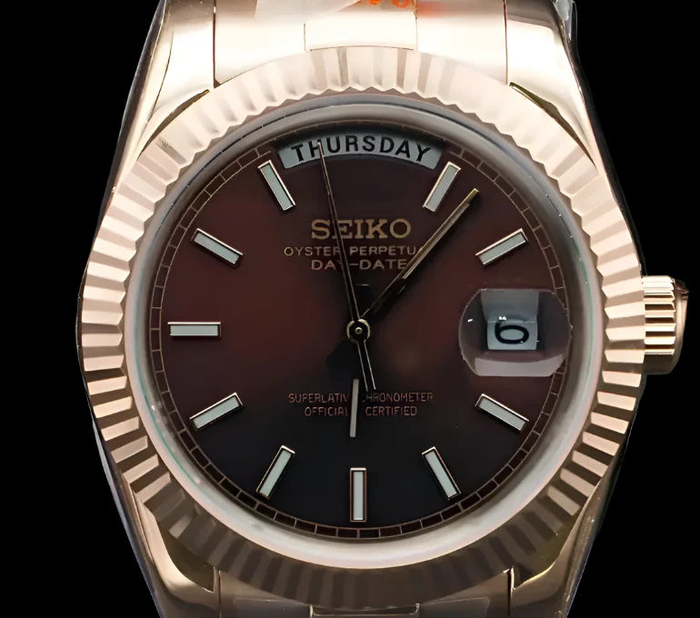 DD-President "Rose Gold Chocolate" - Reloj personalizado con cristal de zafiro y acero inoxidable 316L | XP Watch Co.