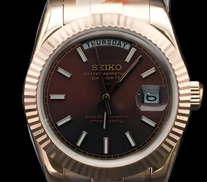 DD-President "Rose Gold Chocolate" - Reloj personalizado con cristal de zafiro y acero inoxidable 316L | XP Watch Co.