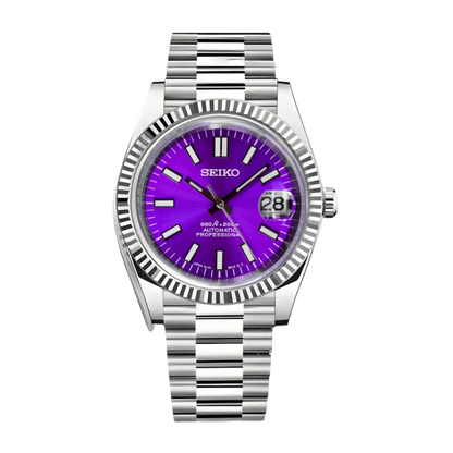 DJ-Fluted "Violet Purple" - Reloj personalizado con cristal de zafiro y acero inoxidable 316L | XP Watch Co.