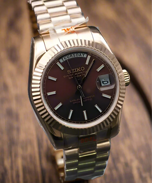Reloj Automático XP Mod XP Mod DD-President "Rose Gold Chocolate" con movimiento NH35, cristal zafiro y acero 316L | XP Watch Co.