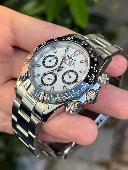 D-Racing "Panda" - Reloj personalizado con cronógrafo VK63 y acero inoxidable 316L | XP Watch Co.