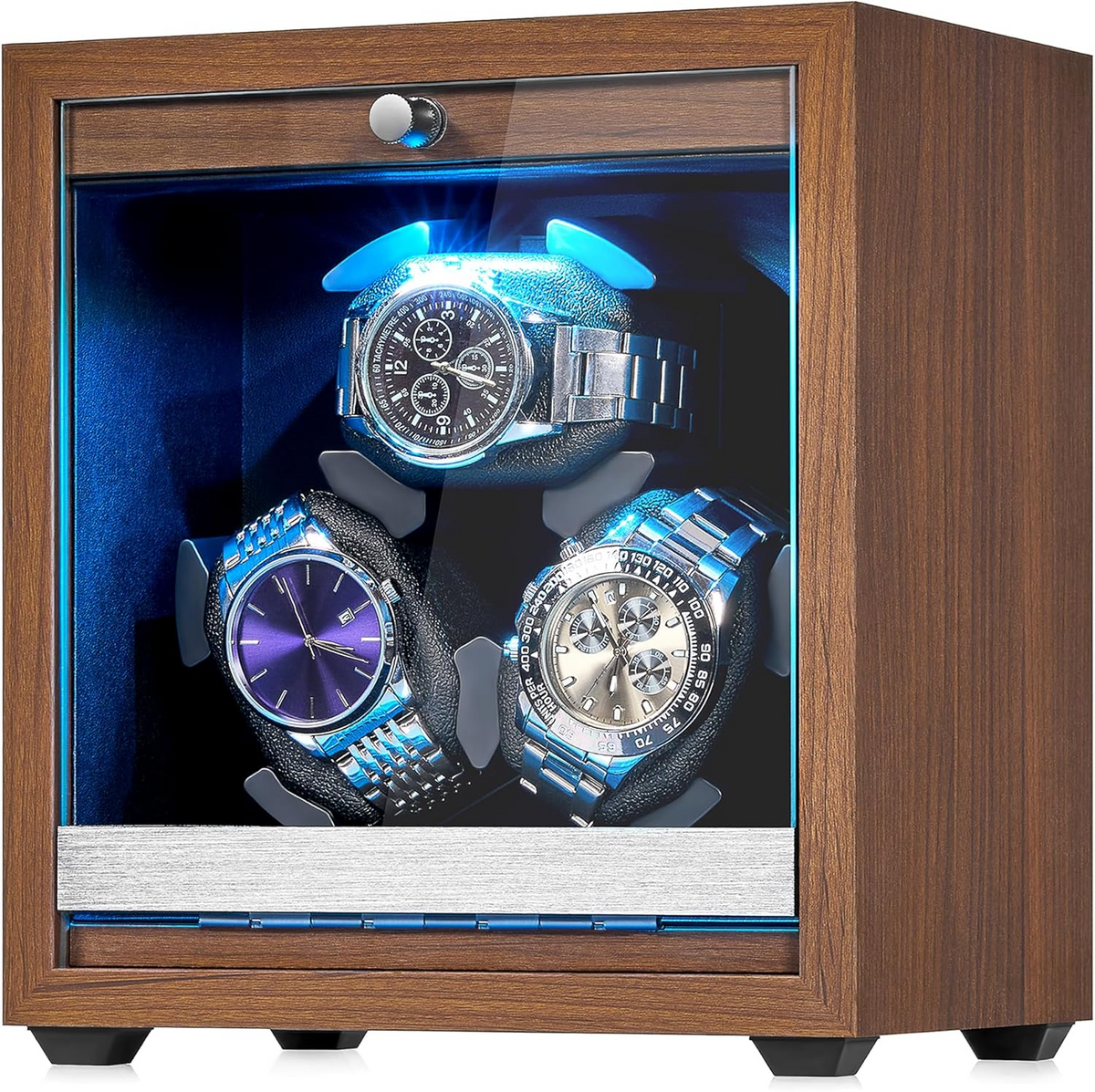 Enrollador de Reloj Automático 3 Relojes con Motor Japonés y LED - caja de madera con lujo silencioso | XP Watch Co.