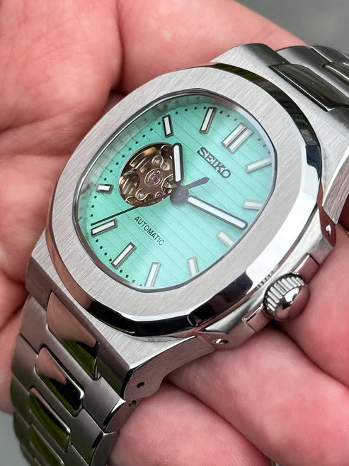 Nautic "Open Heart" Tiffany Blue - Reloj personalizado con cristal de zafiro y movimiento automático NH35 | XP Watch Co.