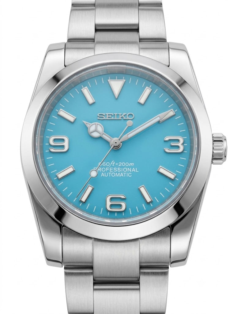 DJ-Fluted "Light Blue" (Non-Fluted Bezel) - Reloj personalizado con cristal de zafiro y acero inoxidable 316L | XP Watch Co.