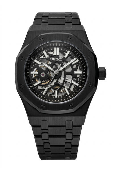 ROAK "Skeleton Black" - Reloj personalizado con movimiento automático NH35 y acero inoxidable 316L | XP Watch Co.