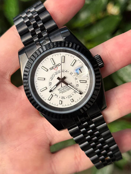 Sky-Dweller "Black / White" - Reloj personalizado con cristal de zafiro y acero inoxidable 316L | XP Watch Co.